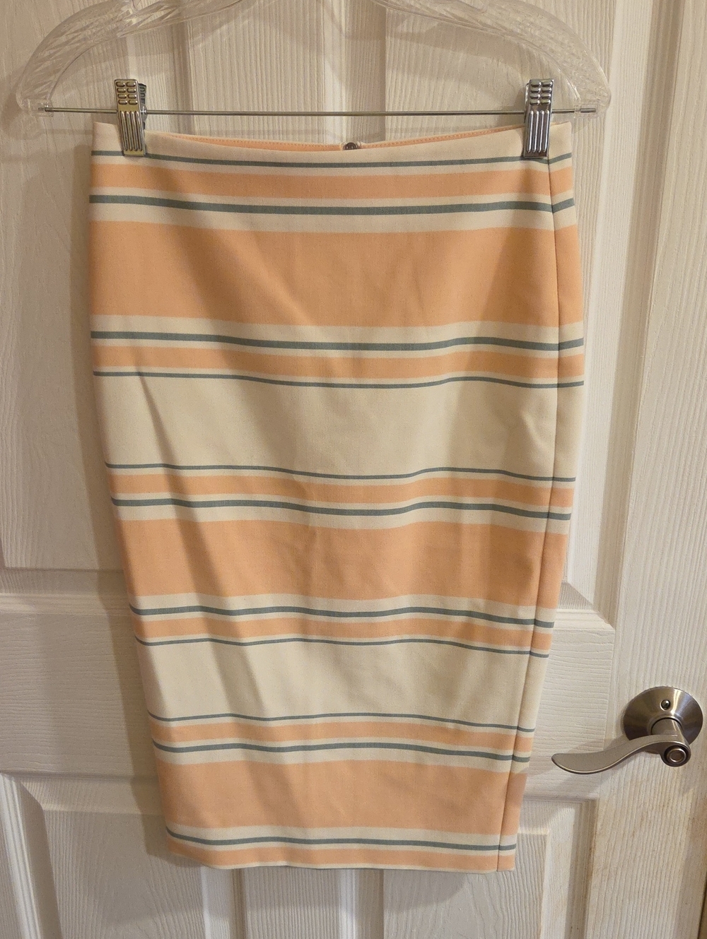 Elizabeth and James Peach & Cream Striped Pencil Skirt